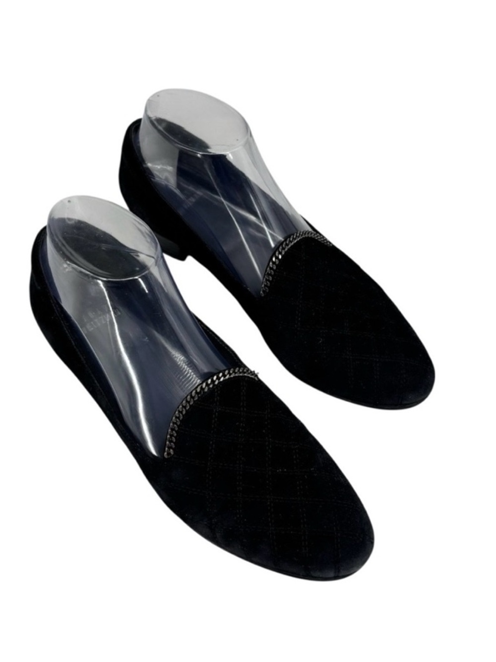 Women’s Stuart Weitzman Size 7.5 Black Quilted Hallmark Suede Loafers